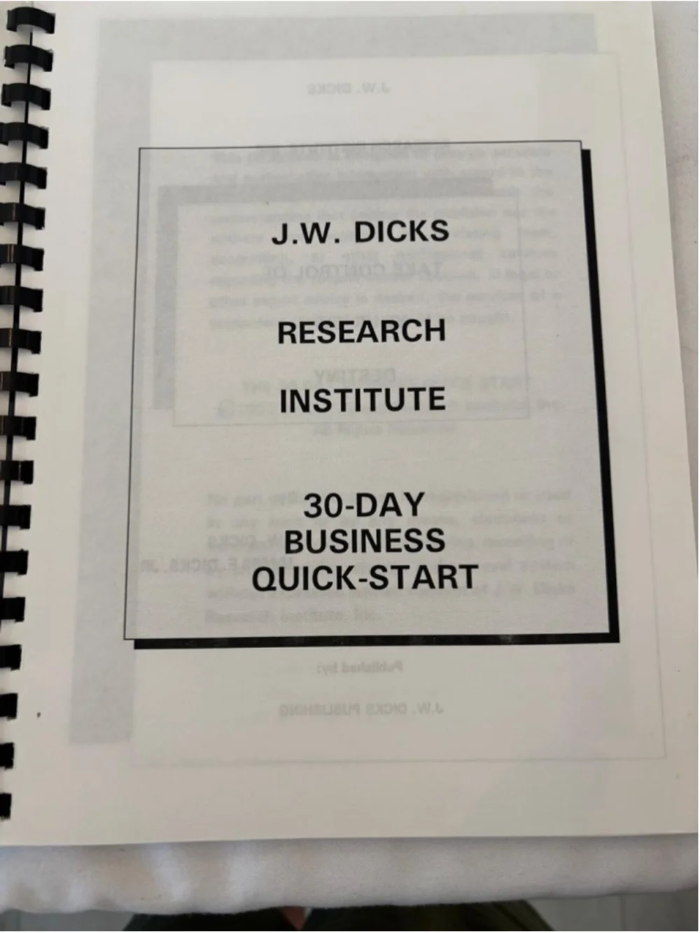 Unisex J.W. Dicks Research Institute Business Journal One Size Black White #E72